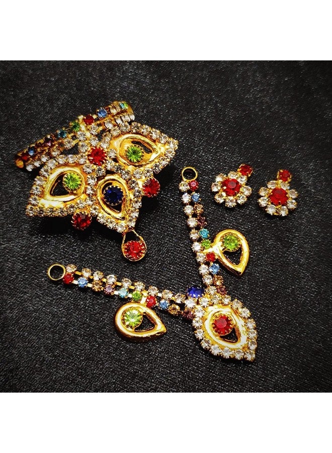 Vemlons Laddu Gopal Handmade Golden Mukut, Necklace, (4-5 Size) Krishna Jewellery Set | Ornaments for God/Devi Maa/Radha Rani/Laddu Gopal Diamond Shringar Set - Image 2