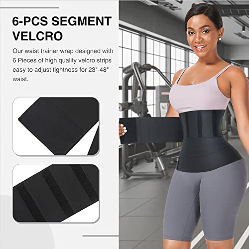 FeelinGirl Waist Trainer for Women Men Waist Wrap Tummy Control Waist Shaper with Loop Waist Trainer for Lower Belly Fat Black - Image 4