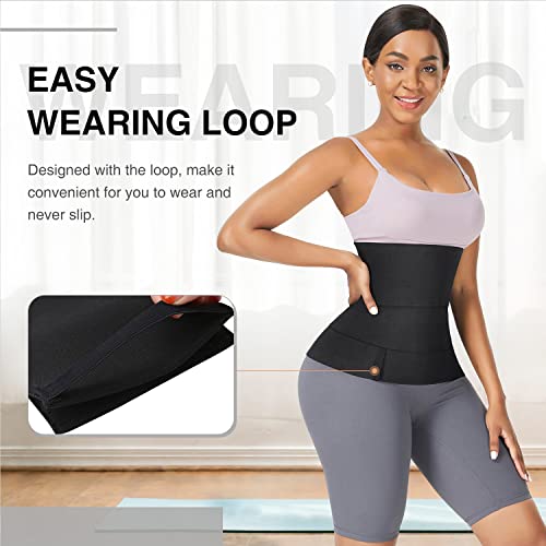FeelinGirl Waist Trainer for Women Men Waist Wrap Tummy Control Waist Shaper with Loop Waist Trainer for Lower Belly Fat Black - Image 3