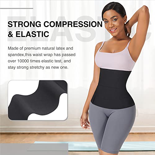 FeelinGirl Waist Trainer for Women Men Waist Wrap Tummy Control Waist Shaper with Loop Waist Trainer for Lower Belly Fat Black - Image 5