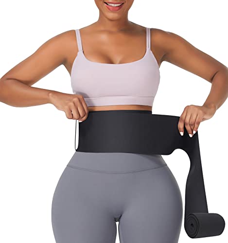 FeelinGirl Waist Trainer for Women Men Waist Wrap Tummy Control Waist Shaper with Loop Waist Trainer for Lower Belly Fat Black - Image 1