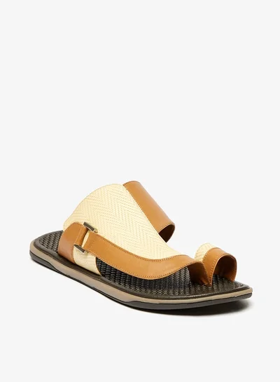 shoexpress Mens Textured Slip-On Arabic Sandals With Toe Loop Detail And Metallic Accent Ramadan Collection