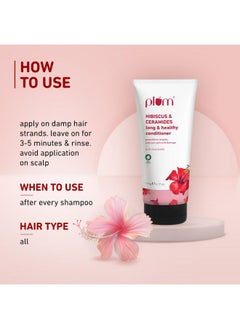 Plum Hibiscus Conditioner With Ceramides For Healthy Long Hair I Straight To Wavy Hair Conditioner For Frizzy Hair I Conditioners For Women & Men I 175G  - Image 3