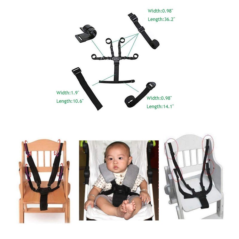 Topwon 5 Point Harness Baby Chair Stroller Safety Belt Pram Buggy Strap for Children High Chair/Pushchair/Booster Replacementâ€¦ - Image 1