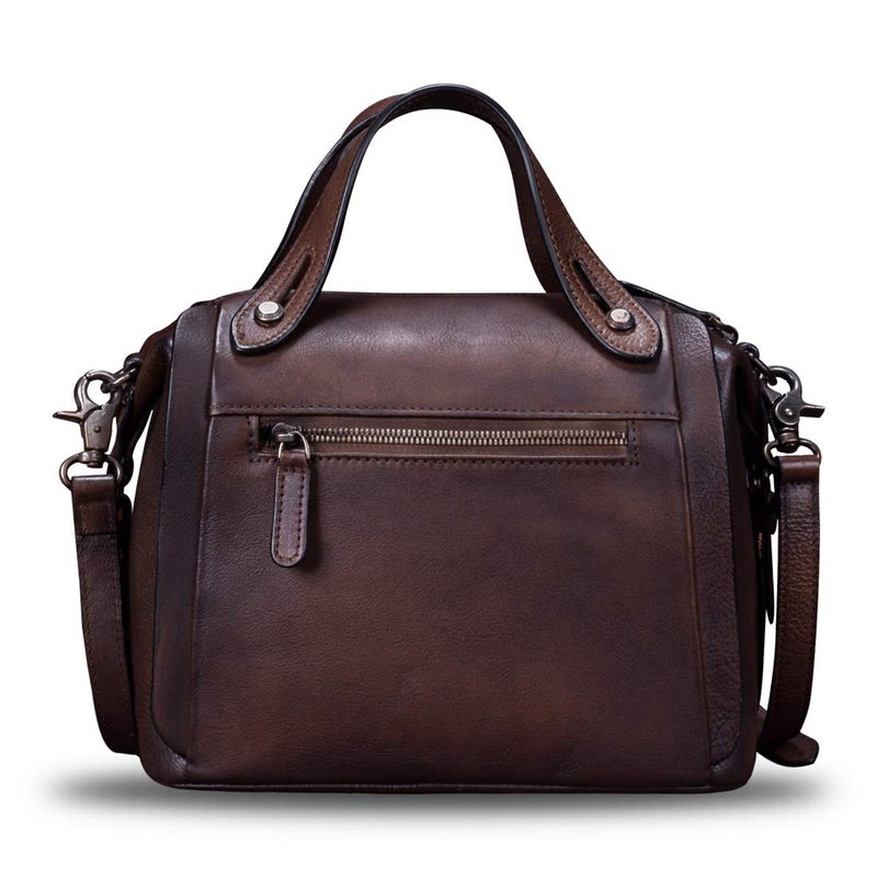 IVTG Genuine Leather Handbagsfor Women Handmade Satchel Vintage Crossbody Bag Shoulder Purses for Ladies (Coffee) - Image 3