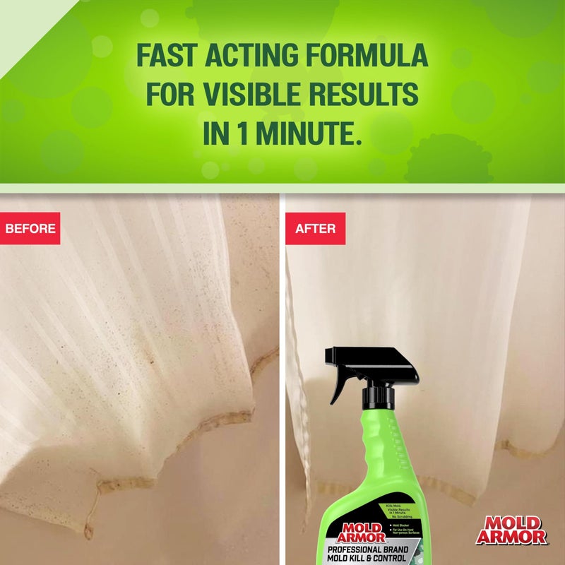 mold armor رذاذ قتل ومكافحة العفن من ماركة مولد أرمور الاحترافية، 32 أونصة، مزيل العفن والعفن على الأسطح الصلبة، نتائج مرئية في دقائق، يقضي على البكتيريا والفيروسات - Image 3
