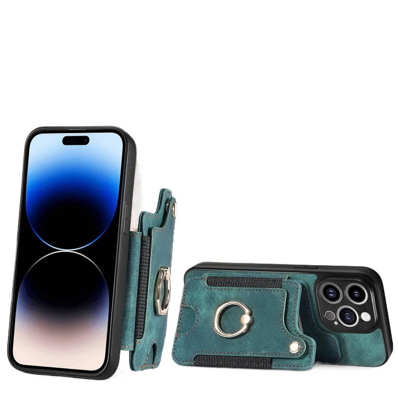 غطاء واقي | أسود ملمس جلد | حامل بطاقات | حماية من السقوط | مقاوم للصدمات لـ iPhone 14 / 14 Plus / 14 Pro / 14 Pro Max - Image 3