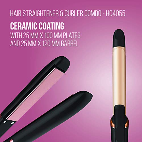 Havells HC4055 Hair Straightener and Curler Combo, Straightens and Curls, Suitable for All Hair Types and Chrome) (Black) - Image 4