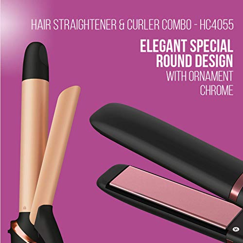 Havells HC4055 Hair Straightener and Curler Combo, Straightens and Curls, Suitable for All Hair Types and Chrome) (Black) - Image 3