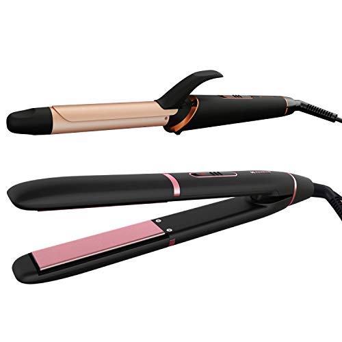 Havells HC4055 Hair Straightener and Curler Combo, Straightens and Curls, Suitable for All Hair Types and Chrome) (Black) - Image 1