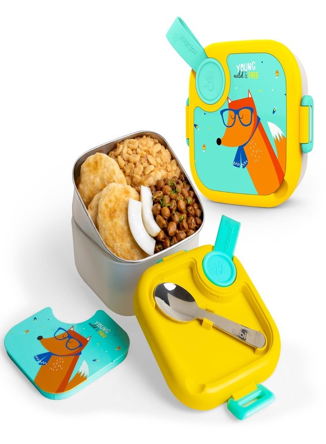 rabitat Lunchmate Mini Stainless Steel Lunch Box 500 ml | 1+1 Year Brand Warranty | Tiffin Box for School | Kanjak Gifts for Girls | BPA-Free Leak-Proof with Spoon | Young Wild and Free - Image 1