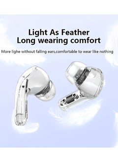 Fearlex Transparent Wireless Earbuds | ENC Bluetooth Headphones | Noise Cancelling Earbuds with Touch Control | Digital LED Display with Crystal Case Earbuds | Waterproof Headphone for Sports  - Image 2