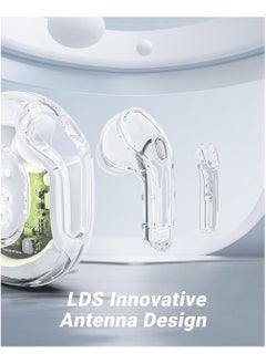 Fearlex Transparent Wireless Earbuds | ENC Bluetooth Headphones | Noise Cancelling Earbuds with Touch Control | Digital LED Display with Crystal Case Earbuds | Waterproof Headphone for Sports  - Image 3