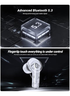 Fearlex Transparent Wireless Earbuds | ENC Bluetooth Headphones | Noise Cancelling Earbuds with Touch Control | Digital LED Display with Crystal Case Earbuds | Waterproof Headphone for Sports  - Image 5