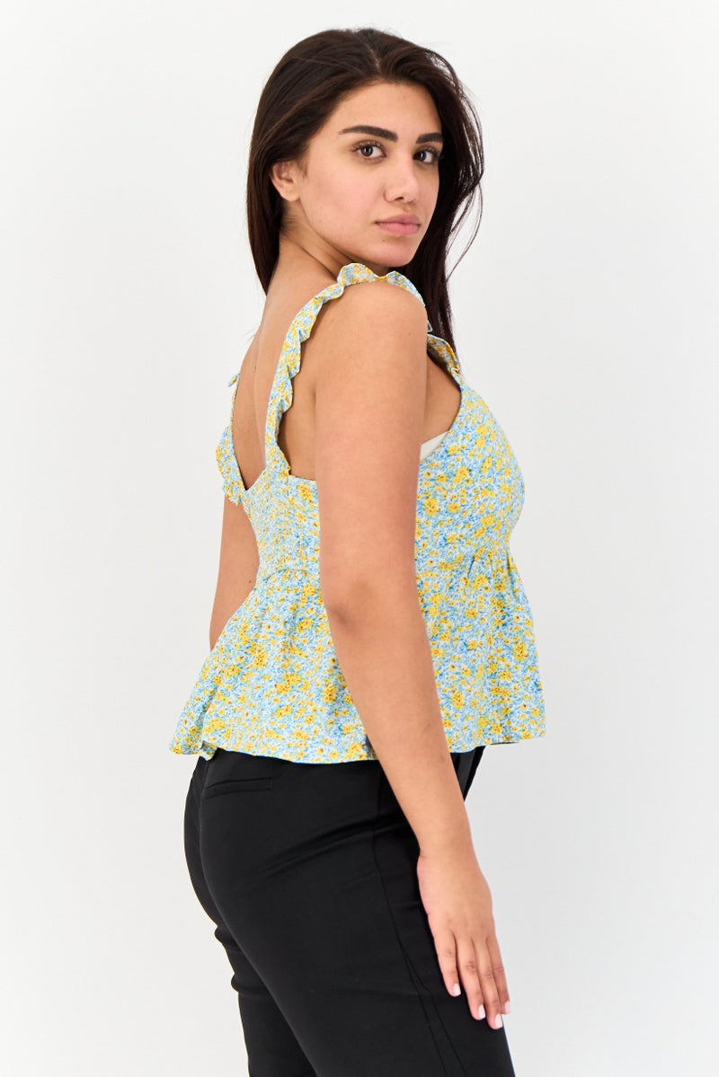 ONLY Women Square Neck Sleeveless Allover Print Tank Top, Multicolor - Image 4