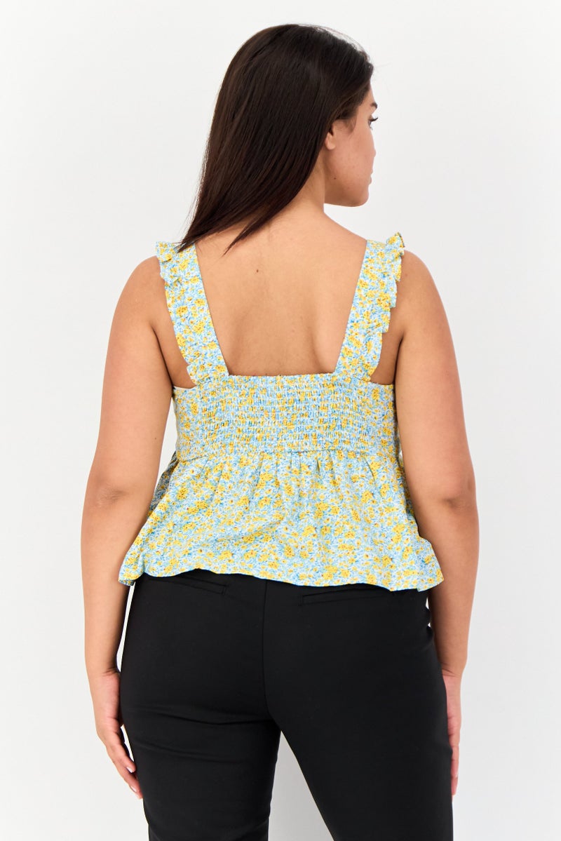 ONLY Women Square Neck Sleeveless Allover Print Tank Top, Multicolor - Image 2