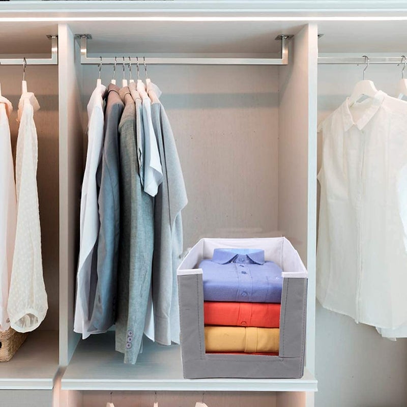Whitekrafts Non Woven Shirt StackerShirt Organizer Wardrobe Organizer 4 Pcs Combo Grey - Image 2