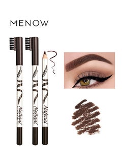 Menow 2 Packs Eyebrow Pencils with Soft Brush 2-in-1 Long-lasting Water-proof Sweat-proof Brow Pencil and Brow Brush Eyebrow Shaping and Filling Pencil Makeup Tool (Dark Coffee)  - Image 1
