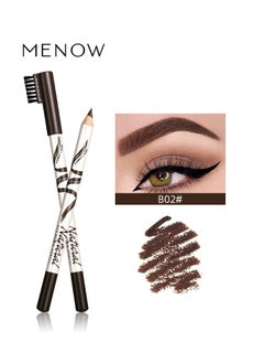 Menow 2 Packs Eyebrow Pencils with Soft Brush 2-in-1 Long-lasting Water-proof Sweat-proof Brow Pencil and Brow Brush Eyebrow Shaping and Filling Pencil Makeup Tool (Dark Coffee)  - Image 2