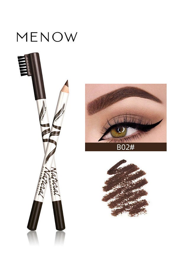 Menow 2 Packs Eyebrow Pencils with Soft Brush 2-in-1 Long-lasting Water-proof Sweat-proof Brow Pencil and Brow Brush Eyebrow Shaping and Filling Pencil Makeup Tool (Dark Coffee)  - Image 2