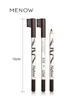Menow 2 Packs Eyebrow Pencils with Soft Brush 2-in-1 Long-lasting Water-proof Sweat-proof Brow Pencil and Brow Brush Eyebrow Shaping and Filling Pencil Makeup Tool (Dark Coffee)  - Image 5