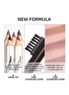 Menow 2 Packs Eyebrow Pencils with Soft Brush 2-in-1 Long-lasting Water-proof Sweat-proof Brow Pencil and Brow Brush Eyebrow Shaping and Filling Pencil Makeup Tool (Dark Coffee)  - Image 3