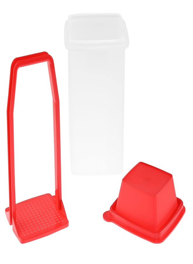 Home-X Pickle Storage Container, Straining Pickle Jar, Filter Insert, Sieve Food Saver Container, 7 ½” L x 4 ¼” W x 4 ¼” H, Red - Image 3