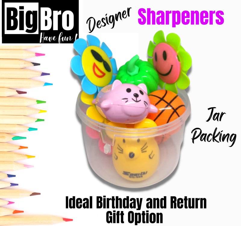 BigBro Sharpeners for Kids Fancy Cute Animal Cartoon Shape Pencil Sharpener School Stationery for Girls Boys Birthday Return Gift for Children (Set of 6 in a Jar Plus 1 Erazer) - Image 5