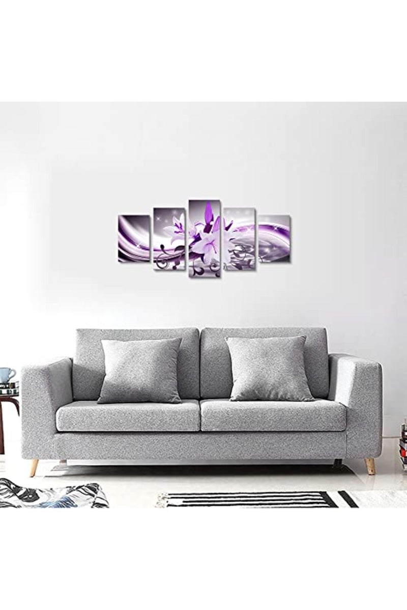 YongArt Abstract Light Purple Flower Poster - Blush Purple Floral Canvas Wall Art Over Bed Painting Wall Decor, Bedroom Wall Decor, Orchid Picture Artwork, Office Decor Art Picture (F,40x20inch) - Image 3