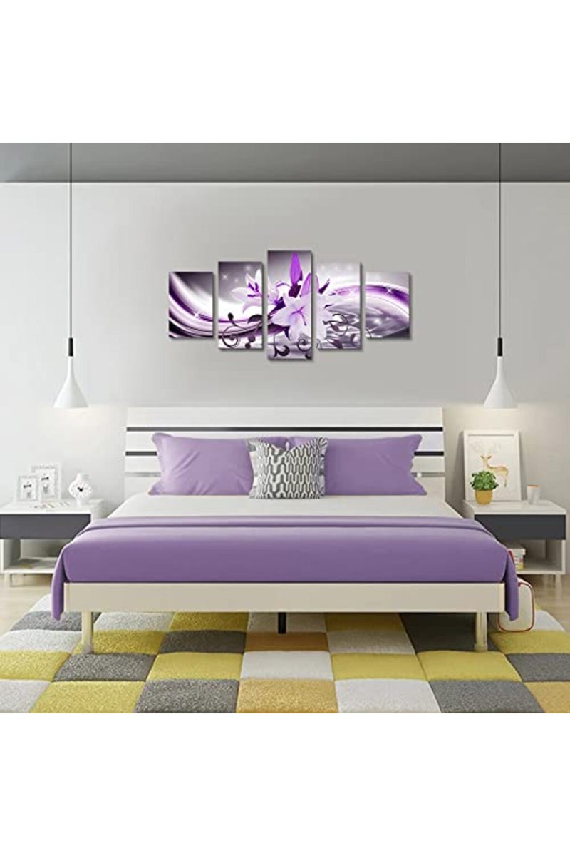YongArt Abstract Light Purple Flower Poster - Blush Purple Floral Canvas Wall Art Over Bed Painting Wall Decor, Bedroom Wall Decor, Orchid Picture Artwork, Office Decor Art Picture (F,40x20inch) - Image 2
