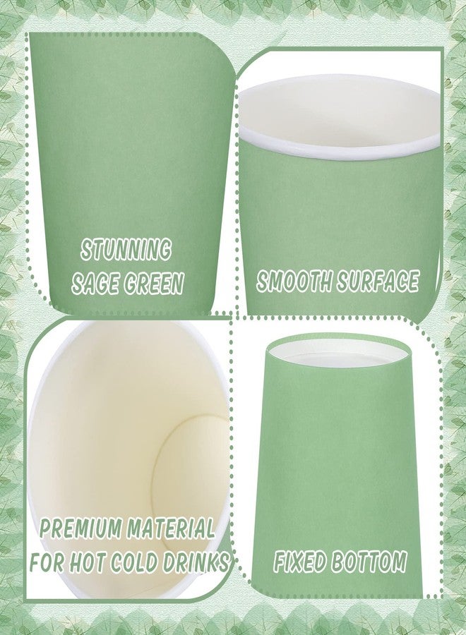 Whaline أكواب ورقية من واهلين 100 قطعة باللون الأخضر المريمي، أكواب شاي قابلة للتخلص 16 أونصة لأكواب القهوة والشوكولاتة والكاكاو لمشروبات بار أدوات المائدة لوازم الحفلات - Image 3