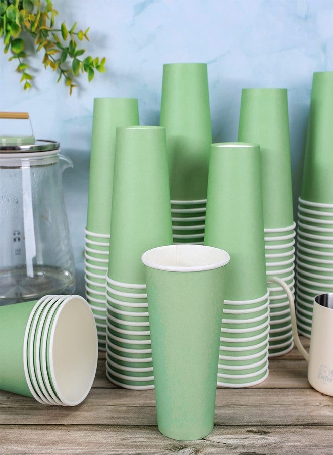 Whaline أكواب ورقية من واهلين 100 قطعة باللون الأخضر المريمي، أكواب شاي قابلة للتخلص 16 أونصة لأكواب القهوة والشوكولاتة والكاكاو لمشروبات بار أدوات المائدة لوازم الحفلات - Image 5