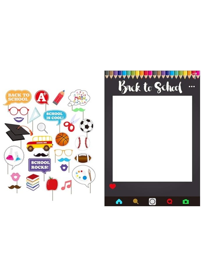 Back to School Party Photo Booth Props First Day of School with Photo Frame(Pack of 30)