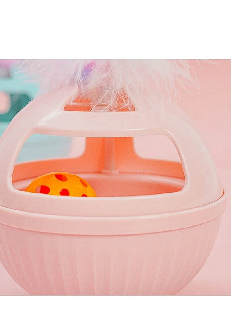 Generic Cat Educational Teasing Toys Rotating Track Slow Belt Feather Bells Orbicular Cat Stick Of The Tumbler Pet Supplies  - Image 3