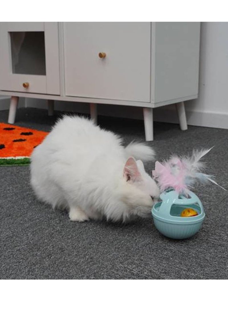 Generic Cat Educational Teasing Toys Rotating Track Slow Belt Feather Bells Orbicular Cat Stick Of The Tumbler Pet Supplies  - Image 5
