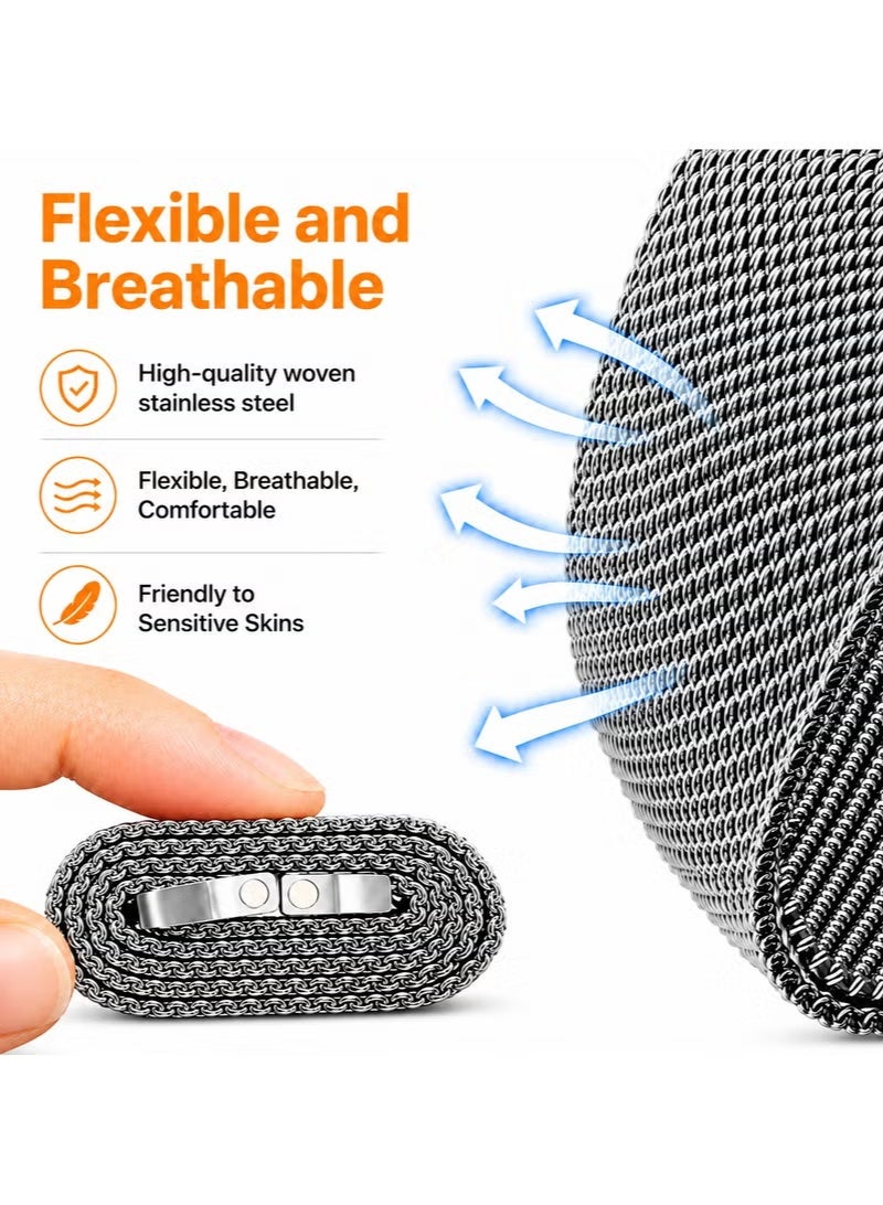 ELTRAZONE Magnetic Milanese Loop Band Compatible with Apple Watch Ultra 3/2/1, Series 11/10/9/8/7/6/5/4/3/2/1 & SE 3/2/1, Stainless Steel Mesh Strap, Adjustable Magnetic Closure, 42/44/45/46/49mm Gold - Image 2