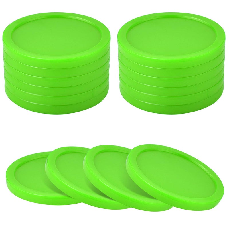 Coopay Coopay 12 Pieces Home Air Hockey Pucks 2.5 Inch Heavy Replacement Pucks for Game Tables Equipment Accessories, 12 Grams (Green)  - Image 3