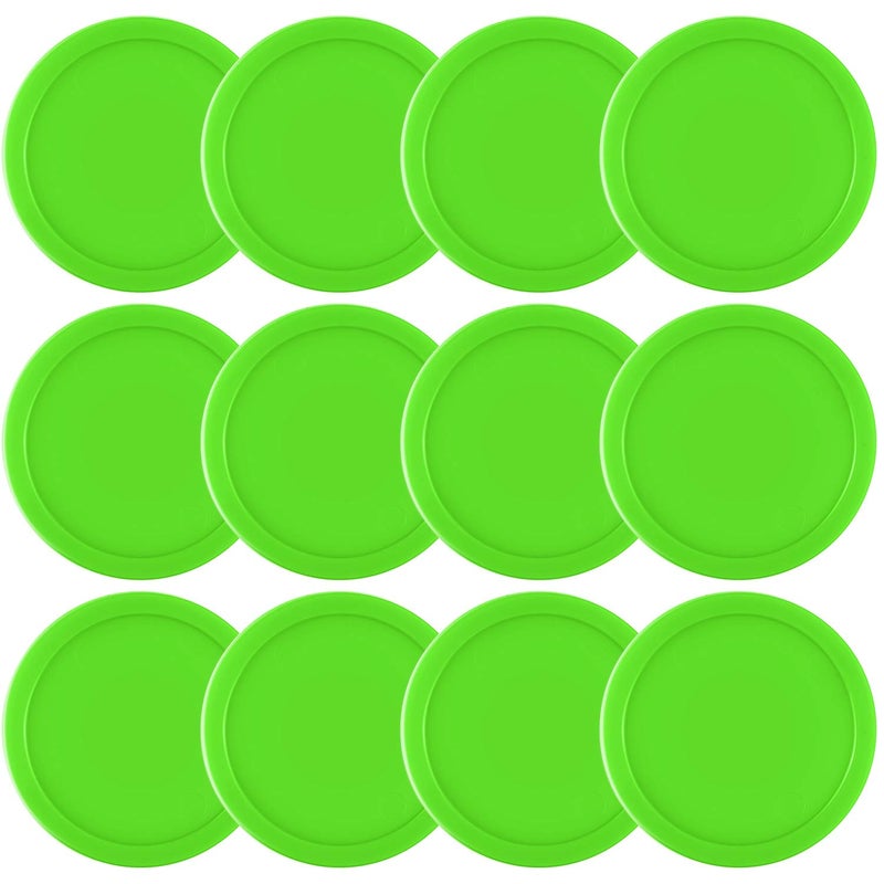 Coopay Coopay 12 Pieces Home Air Hockey Pucks 2.5 Inch Heavy Replacement Pucks for Game Tables Equipment Accessories, 12 Grams (Green)  - Image 1