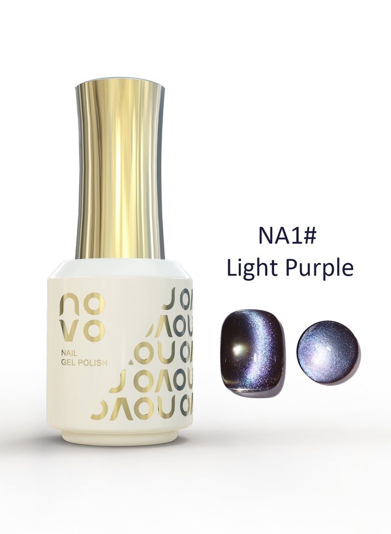 نوفو طلاء أظافر جل عين القطة، جل شفاف مغناطيسي عاكس للضوء مع طلاء أظافر LED، تصميم DIY لصالون التجميل للنساء، 12 مل NA1# أرجواني فاتح - Image 1