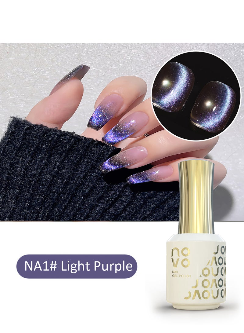 نوفو طلاء أظافر جل عين القطة، جل شفاف مغناطيسي عاكس للضوء مع طلاء أظافر LED، تصميم DIY لصالون التجميل للنساء، 12 مل NA1# أرجواني فاتح - Image 3