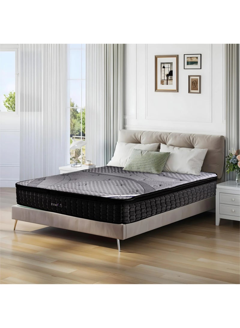 Total Comfort Budapest Hybrid Latex Mattress | Medium Firm EuroTop - Double (120x200x30 cm) | Spinal Alignment, Motion Isolation, Edge Support | Cooling & Pressure Relief | 5-zone Pocket Spring Core - Image 1