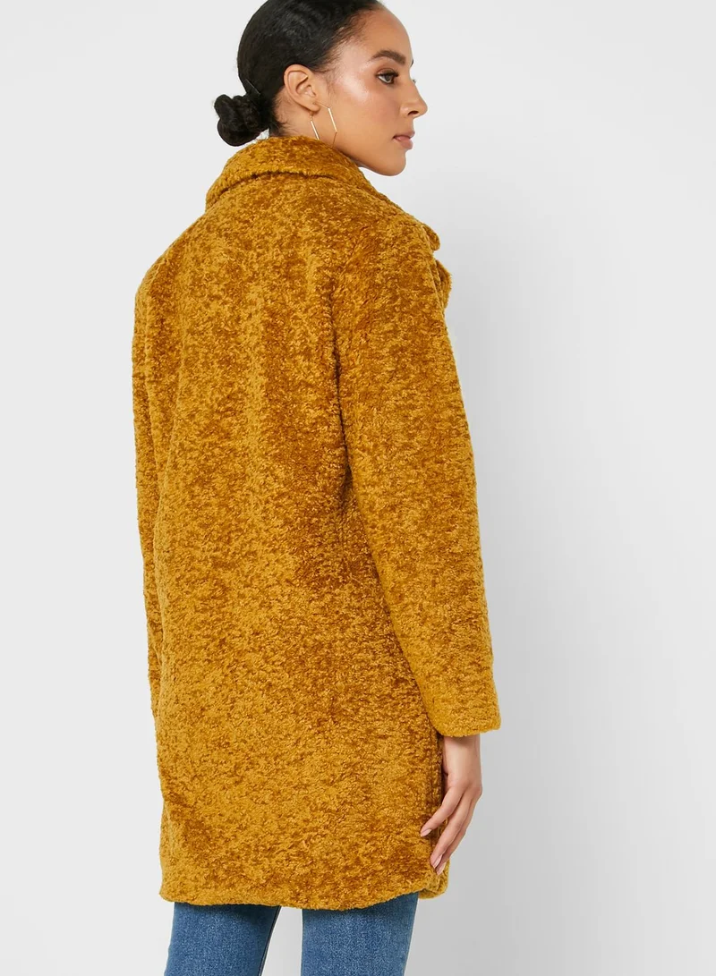 ELLA Longline Faux Fur Double Breasted Jacket