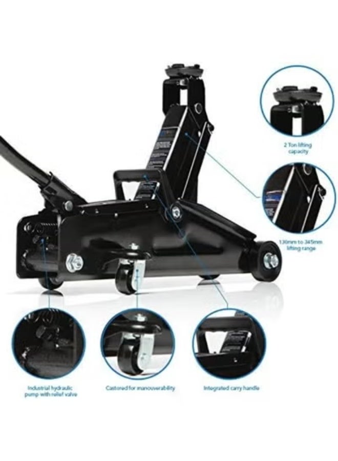 2-Tonne Car Trolley Jack Kit - Heavy Duty Set with Four Ratchet Axle Stands - Safe & Durable for Auto Maintenance & Home Garage - Image 1