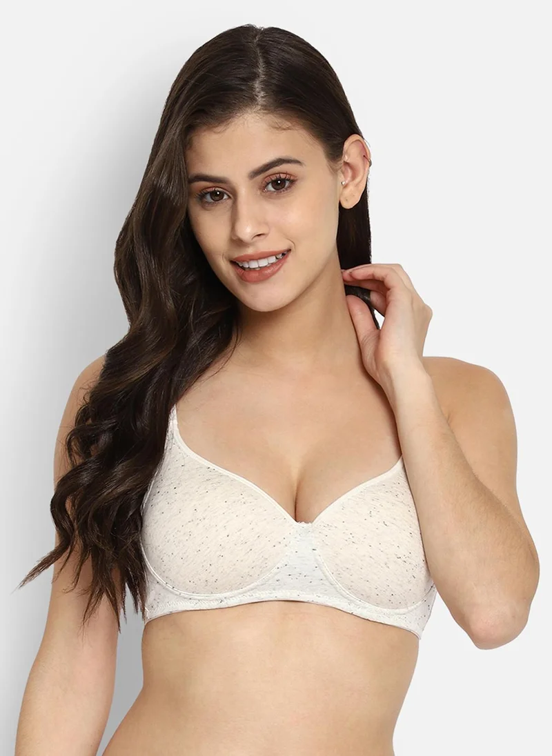 كلوفيا Clovia Padded Non-Wired Full Cup T-Shirt Bra in White - Cotton