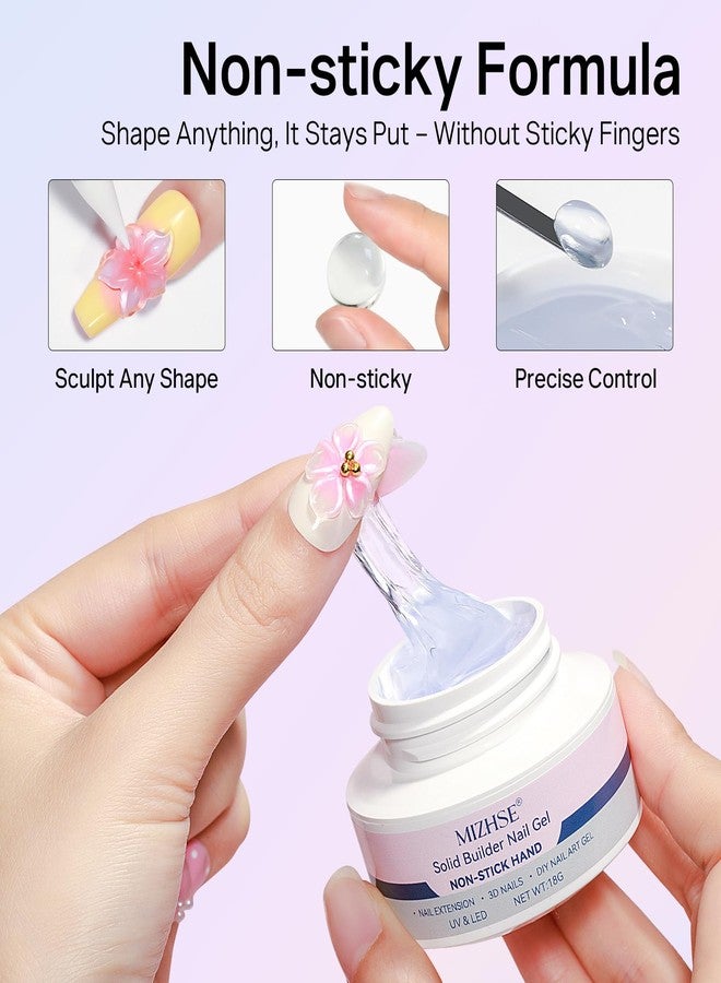 MIZHSE Clear 3D Gel Nail Art Solid Builder Gel for Nails, 5 in 1 Non-Sticky Sculpture Hand Carving Nail Extension Gels with 24pcs Dual Form for 3D Patterns Flowers for Beginner DIY Salon at Home - Image 4