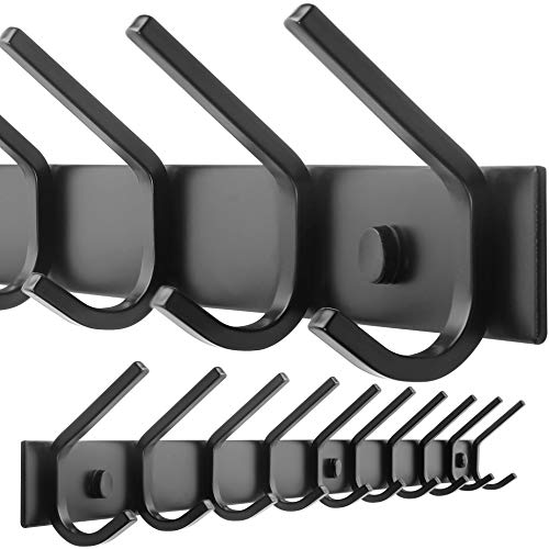 WEBI Coat Rack Wall Mounted,10 Hooks for Hanging Coats,30 Inch Hook Rack Hook Rail Coat Hanger Wall Mount for Backpack,Clothes,Jacket,Black - Image 1