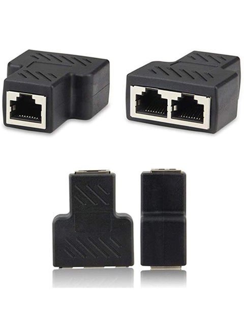 RJ45 Splitter Connector Adapter, 1PC USB to RJ45 Port 1 to 2 Female Ports for CAT 5/ CAT 6/ CAT 7 LAN Ethernet Cables Socket Splitter Hub PC Laptop Router Contact Modular Plug (Black)