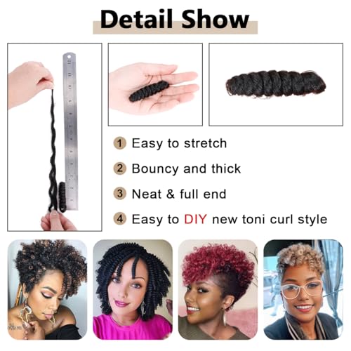 PHOCAS 10'' 5Packs Short Curly Crochet Hair Jump Wand Crochet Braids For Black Women 6MM Natural Black to Brown - Image 3
