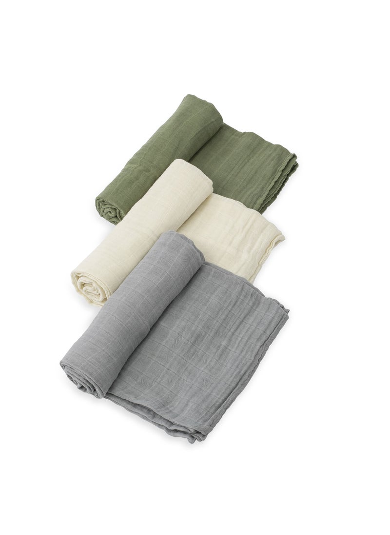 little unicorn Cotton Muslin Swaddle 3 Pack Set Fern 2 Set  - Image 3