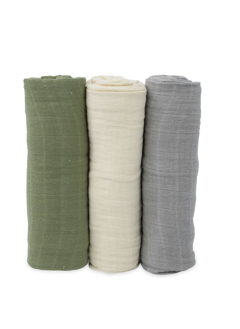 little unicorn Cotton Muslin Swaddle 3 Pack Set Fern 2 Set  - Image 2